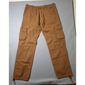 XIYUHUANGZU  Tactical Pants Men’s 36x32 Baggy Cargo Gorpcore Vintage Brown Y2K